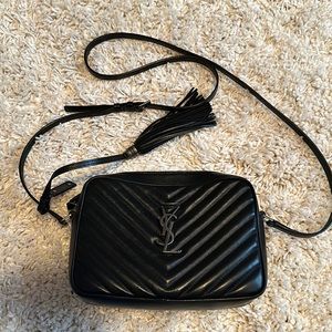 Black YSL camera Bag with silver hardware